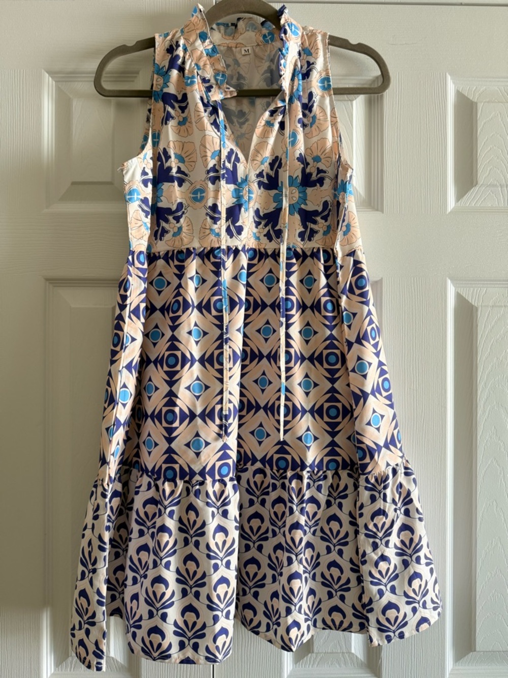 SHEIN Peach and Light Blue Floral Sleeveless Top